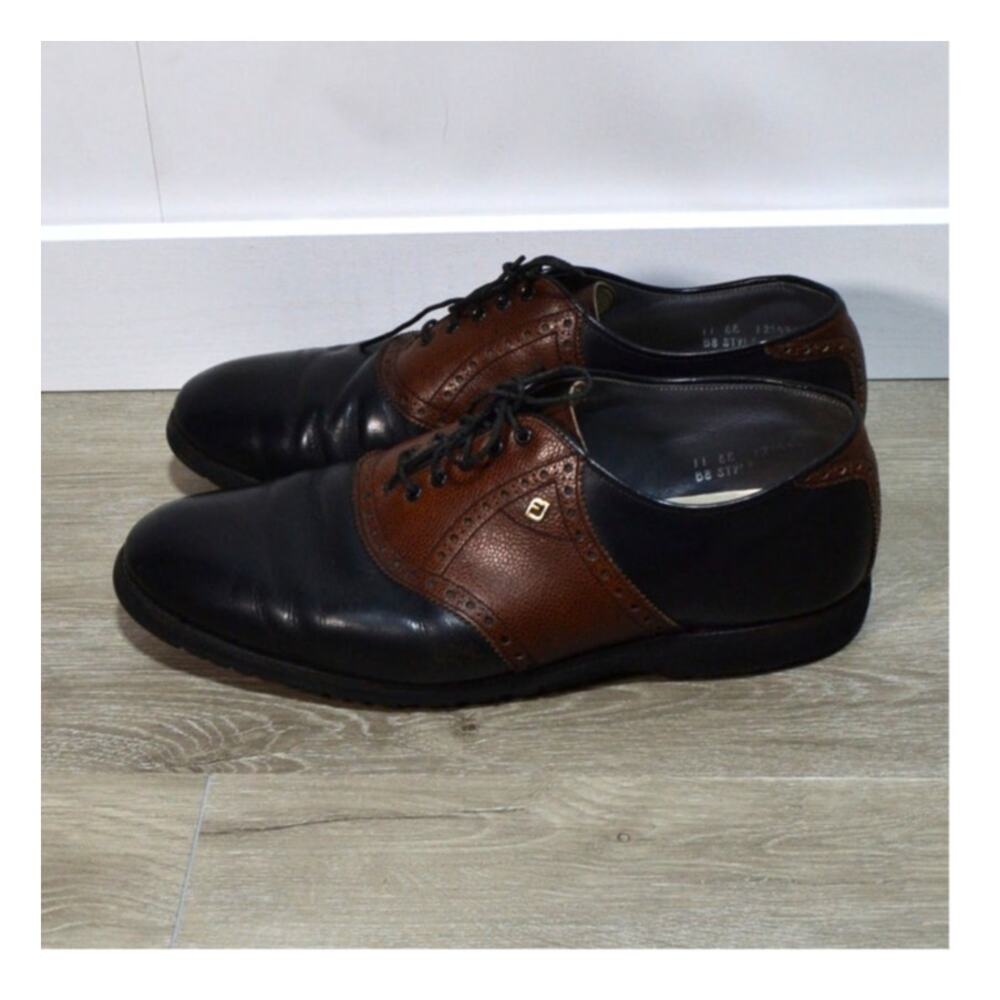 Footjoy Classics Men's Leather Brown & Black Wingtip Oxfords Size 11 EE Golf